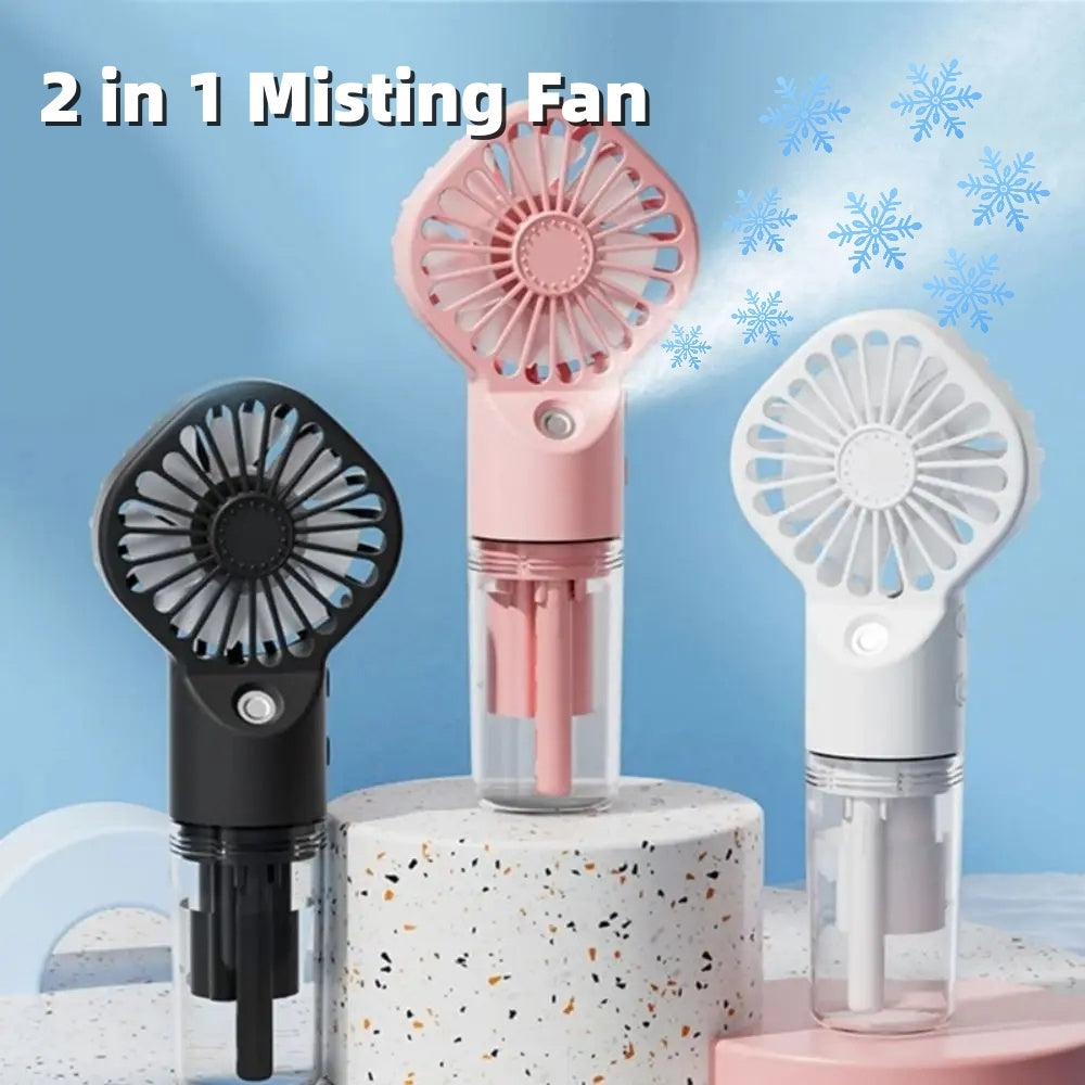 Ventilateur Portable avec Pulvérisation Puissante - Brumisateur Humidificateur Rechargeable USB, Vent Frais et Rafraîchissant avec Supplément d'Eau