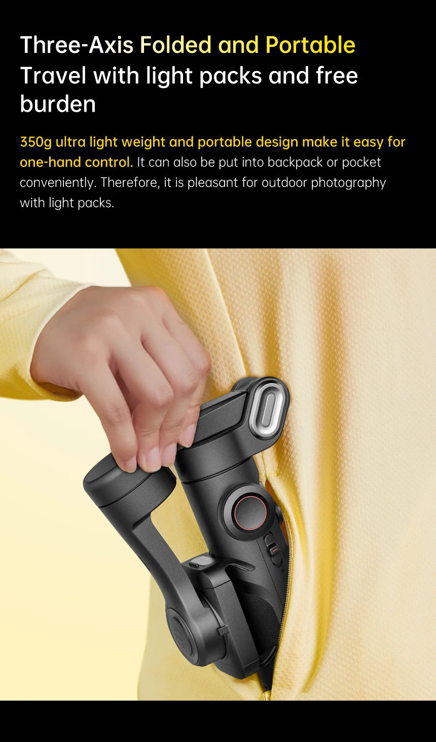 Stabilisateur Portatif AOCHUAN à 3 Axes pour Smartphone avec Lumière Intégrée – Suivi Facial – Compatible iPhone et Android – Pour TikTok, Vlog, Smart XE