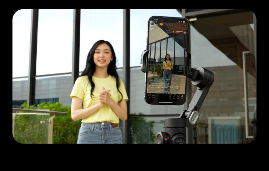 Stabilisateur Portatif AOCHUAN à 3 Axes pour Smartphone avec Lumière Intégrée – Suivi Facial – Compatible iPhone et Android – Pour TikTok, Vlog, Smart XE