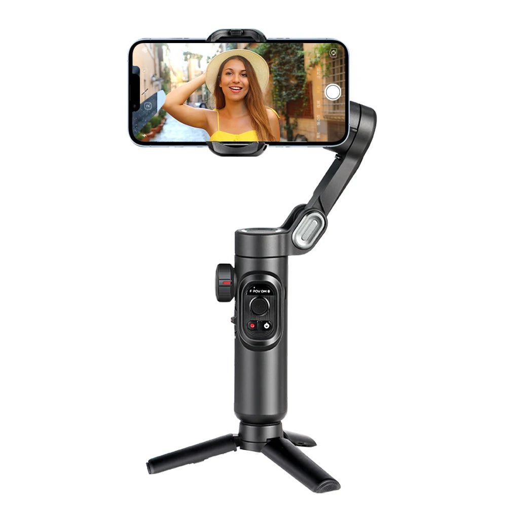 Stabilisateur Portatif AOCHUAN à 3 Axes pour Smartphone avec Lumière Intégrée – Suivi Facial – Compatible iPhone et Android – Pour TikTok, Vlog, Smart XE
