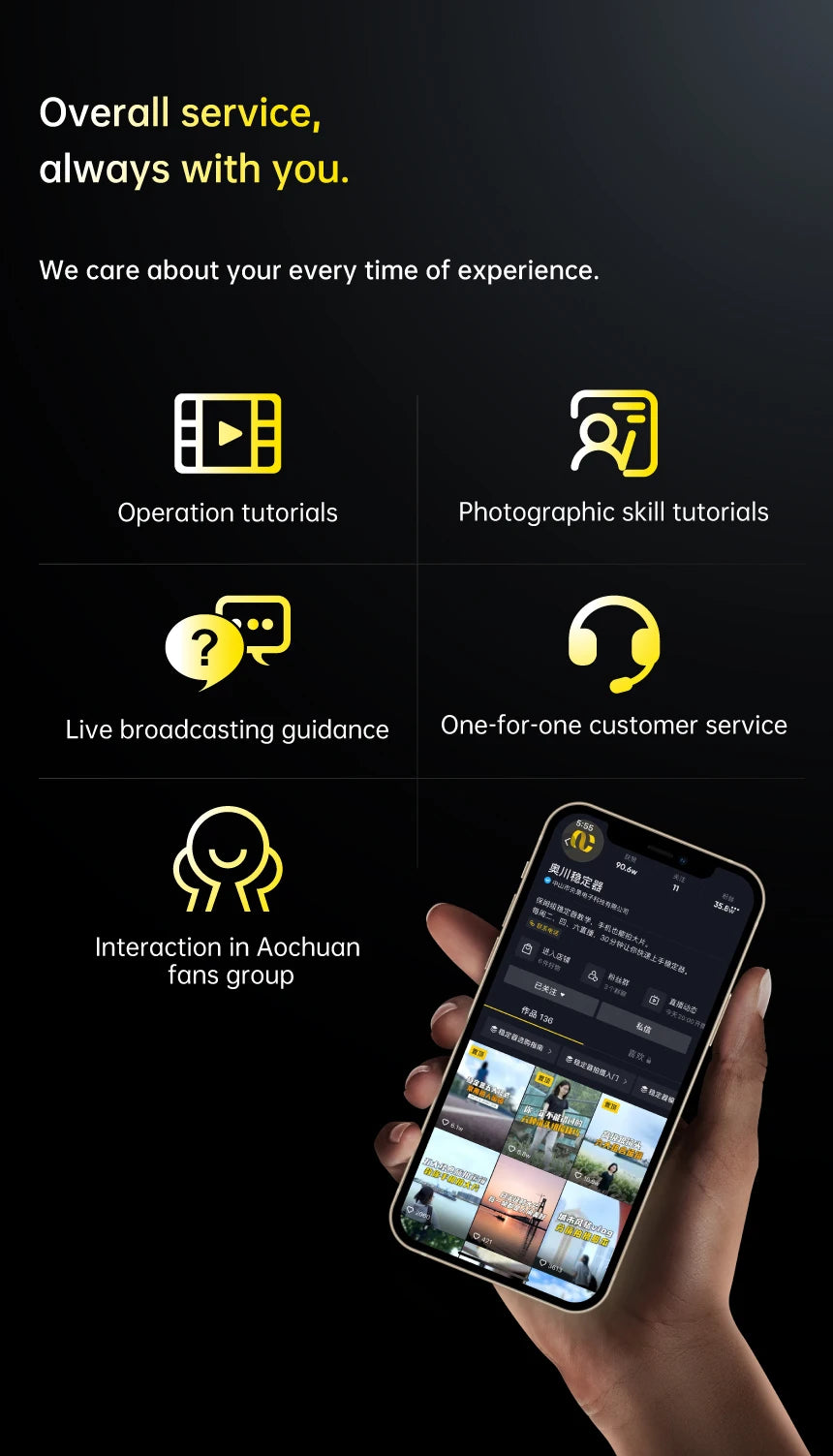 Stabilisateur Portatif AOCHUAN à 3 Axes pour Smartphone avec Lumière Intégrée – Suivi Facial – Compatible iPhone et Android – Pour TikTok, Vlog, Smart XE
