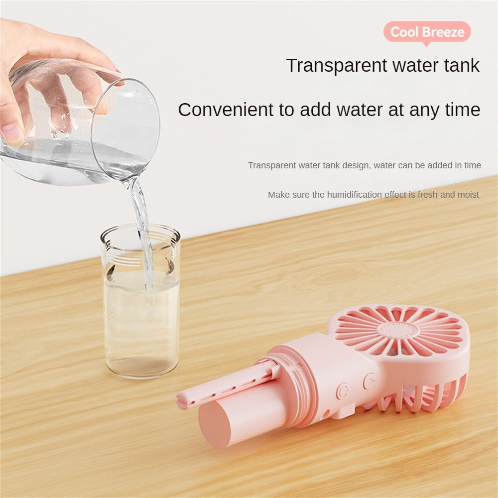 Ventilateur Portable avec Pulvérisation Puissante - Brumisateur Humidificateur Rechargeable USB, Vent Frais et Rafraîchissant avec Supplément d'Eau
